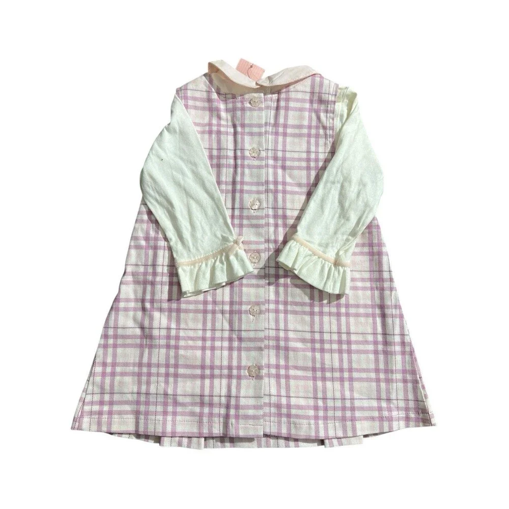 First Impressions Plaid Dress Jumper W/ Top Peter Pan Collar Kite Sz 12 Mos